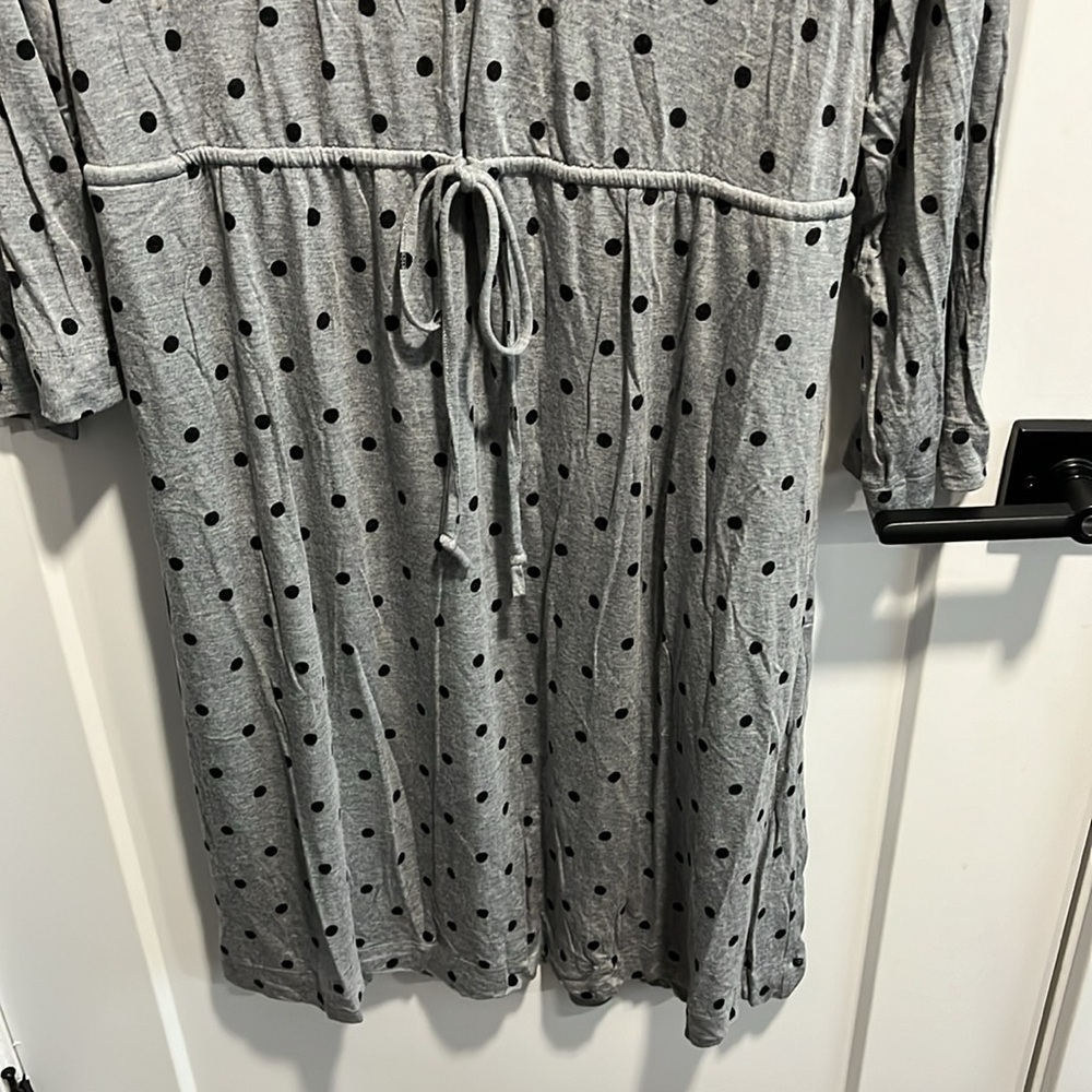 Soma Gray Black Polkadot House Dress Nightgown EUC - Picture 5 of 8
